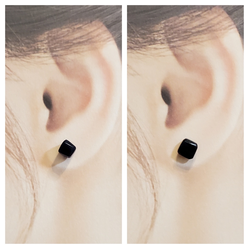 ※展示【本気で考えた夢女のためのイメージピアス】Ver.square【ソーダライト 原石使用】