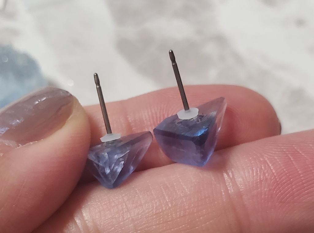 ※展示※【本気で考えた夢女のためのイメージピアス】ブルーフローライト原石使用