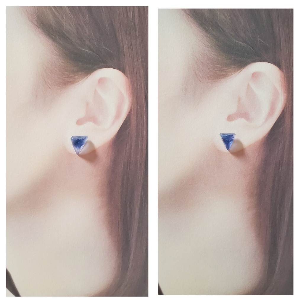 ※展示※【本気で考えた夢女のためのイメージピアス】ブルーフローライト原石使用