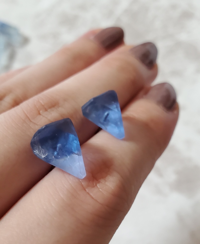 ※展示※【本気で考えた夢女のためのイメージピアス】ブルーフローライト原石使用