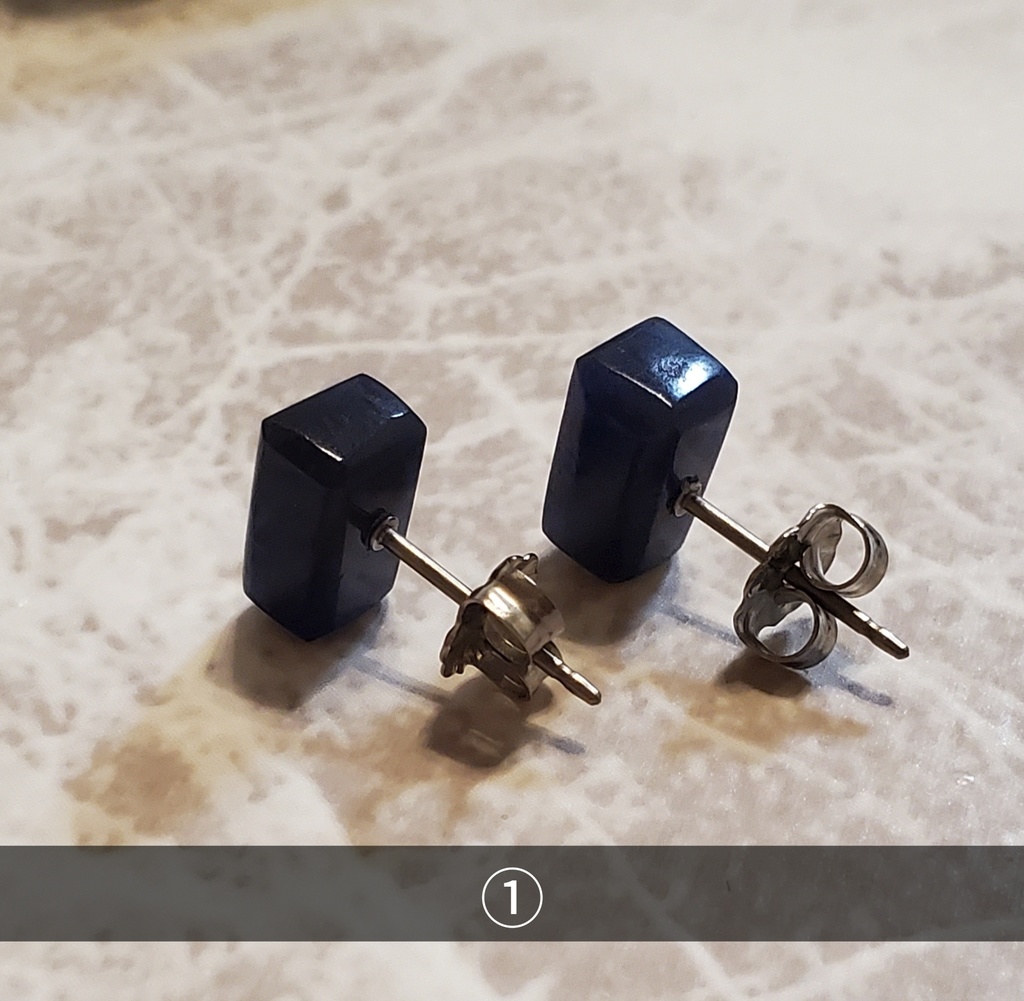 ※展示※【本気で考えた夢女のためのイメージピアス】Ver.Rectangle short【ソーダライト 原石使用】