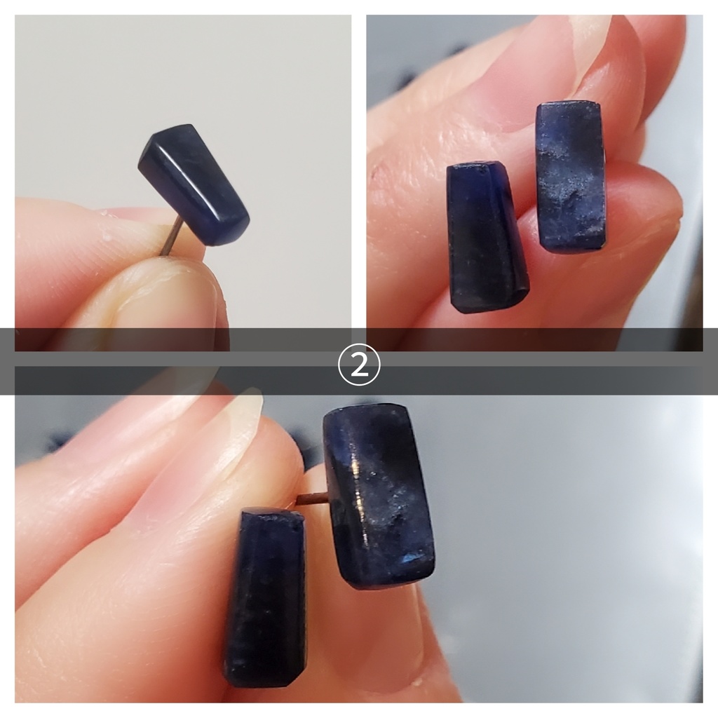 ※展示※【本気で考えた夢女のためのイメージピアス】Ver.Rectangle short【ソーダライト 原石使用】