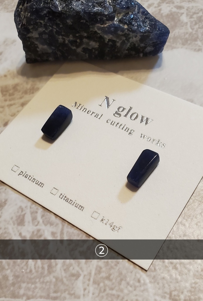 ※展示※【本気で考えた夢女のためのイメージピアス】Ver.Rectangle short【ソーダライト 原石使用】