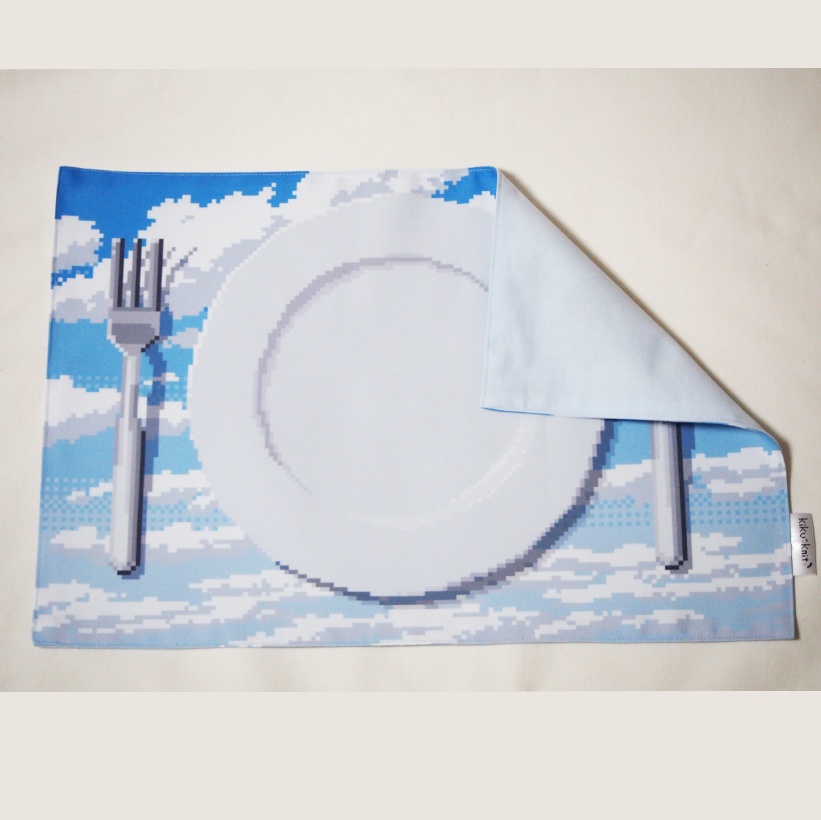 青空(皿の絵つき)ランチョンマット・ドット絵