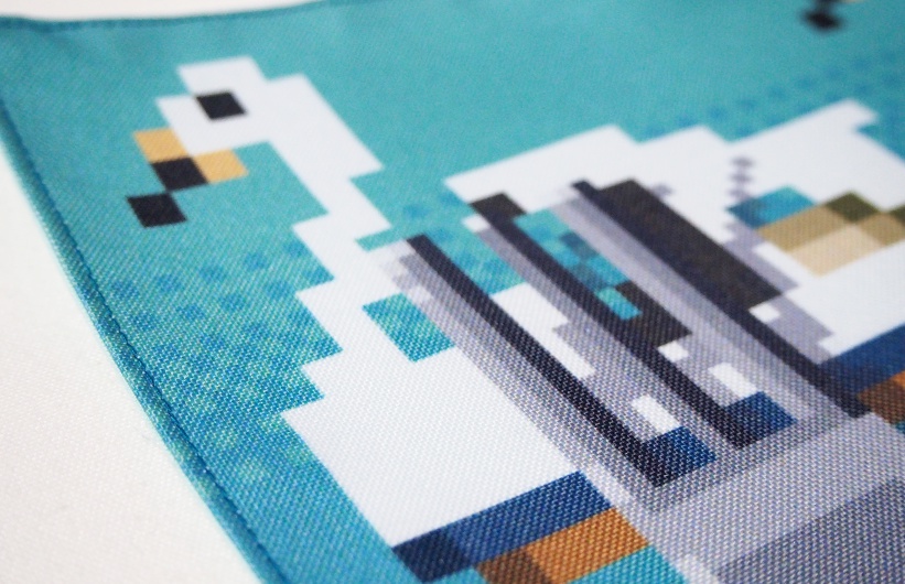 スワンボート(皿の絵つき・2色展開)ランチョンマット・ドット絵