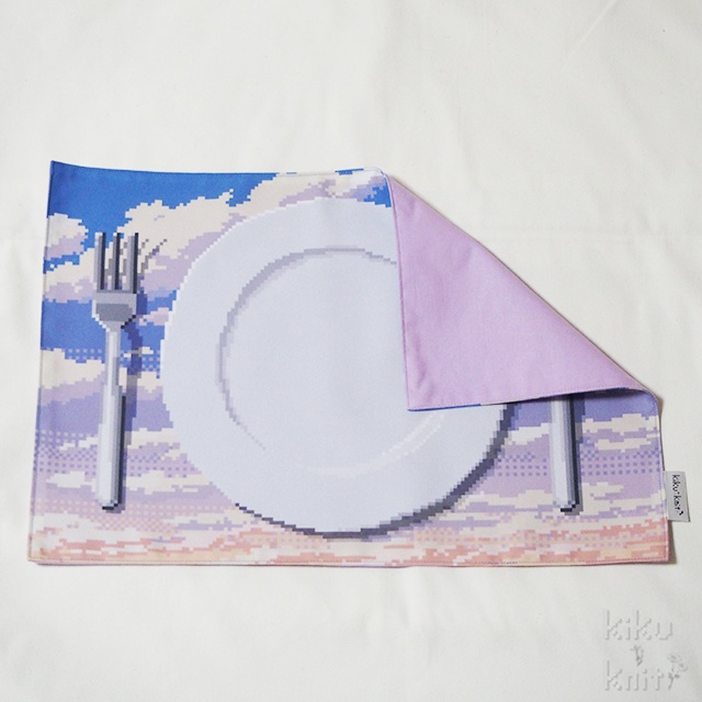 夕焼け空(皿の絵つき)ランチョンマット・ドット絵