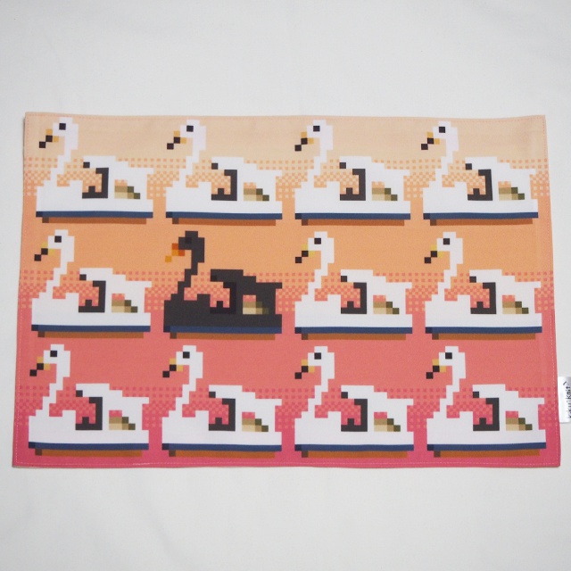 スワンボート(黒鳥いる・2色展開)ランチョンマット・ドット絵