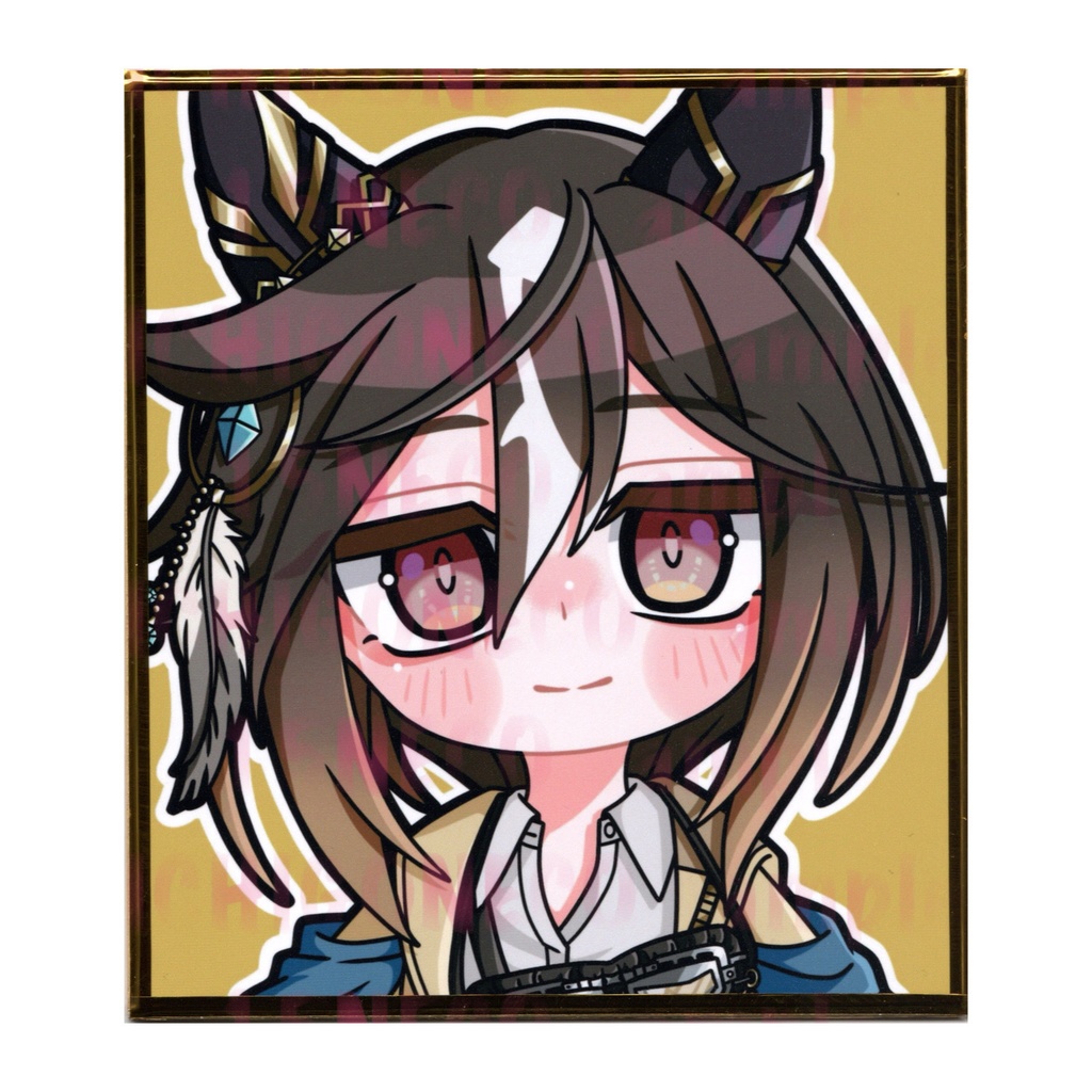 手描きイラスト ミニ色紙 寸松庵 ウマ娘 ステイゴールド 勝負服