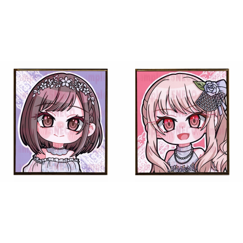 手描きイラスト 寸松庵 ミニ色紙 プロセカ 暁山瑞希 東雲絵名 花嫁 2枚セット