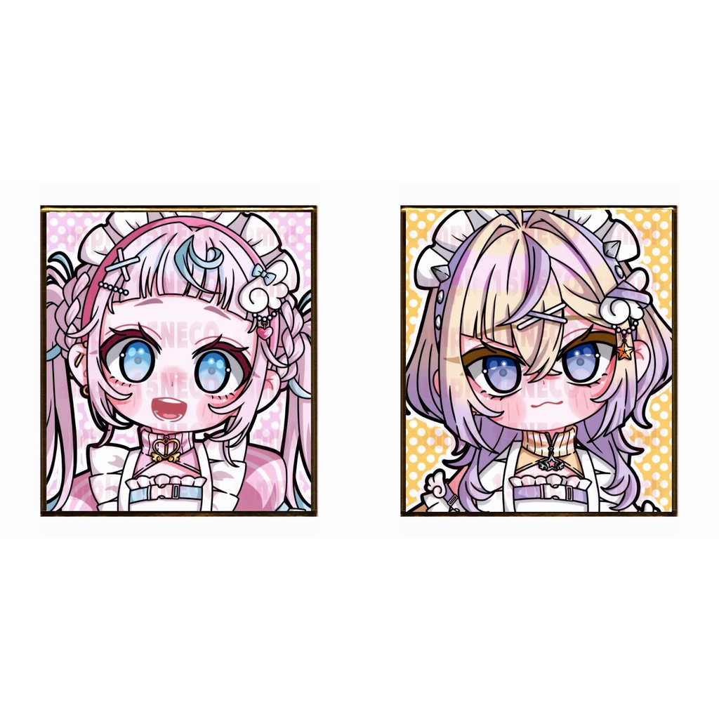 手描きイラスト にじさんじ ミニ色紙 寸松庵 ぷりん・らら・もーど