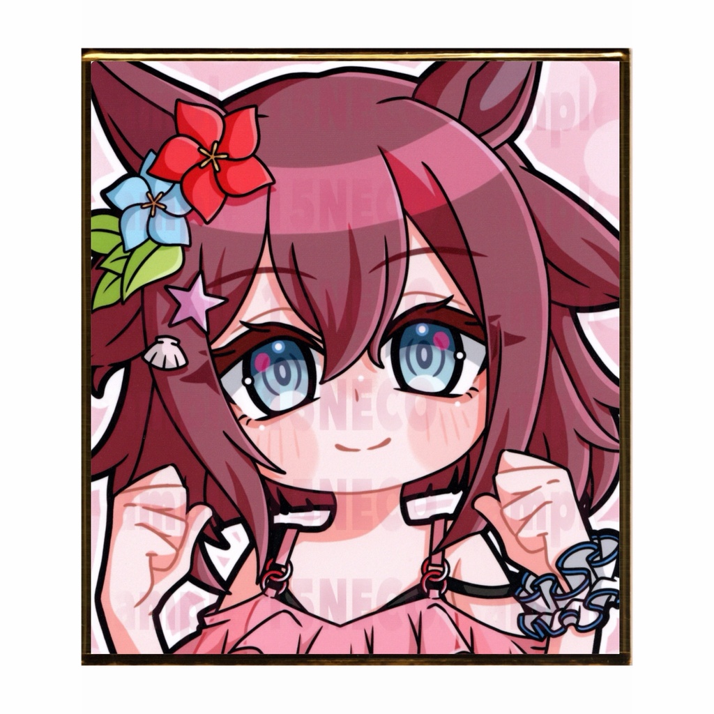 手描きイラスト ミニ色紙 寸松庵 ウマ娘 サクラチヨノオー 水着