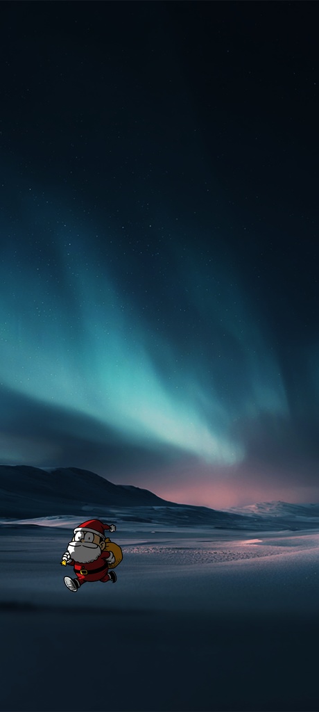 走るサンタクロースのスマホ壁紙｜キャラクリラボ