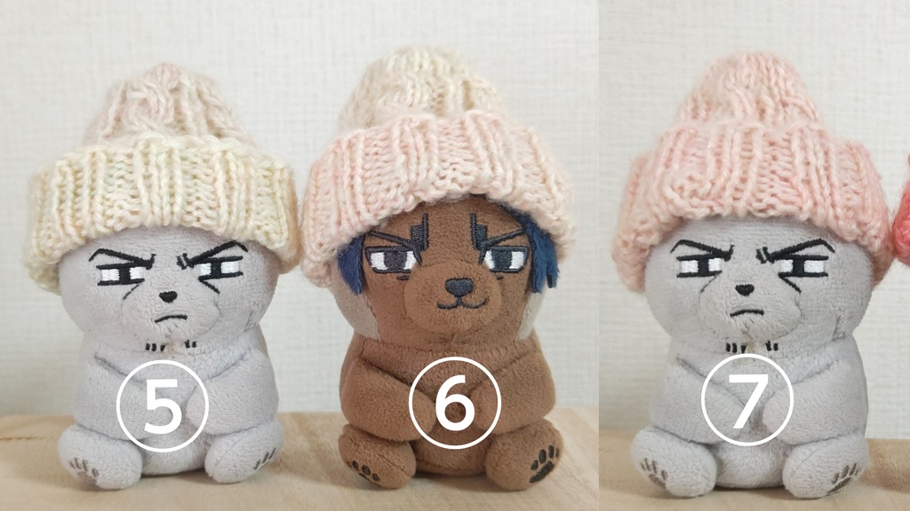 ぬいちゃん用ニット帽ｱｲﾎﾞﾘｰ〜ﾋﾟﾝｸ系⑤⑥⑦（１個）