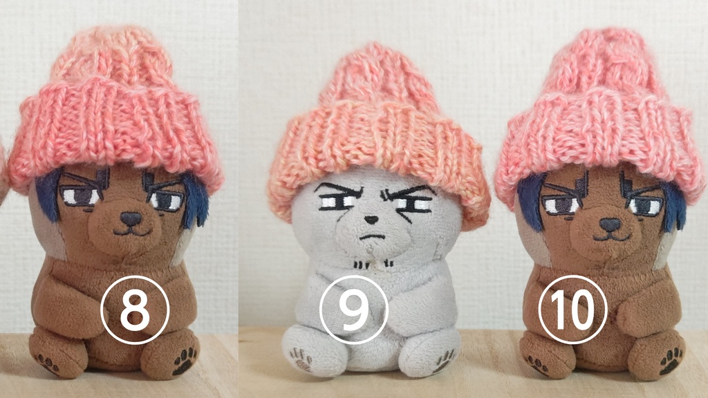 ぬいちゃん用ニット帽ﾋﾟﾝｸ〜ｵﾚﾝｼﾞﾋﾟﾝｸ系⑧⑨⑩（１個）