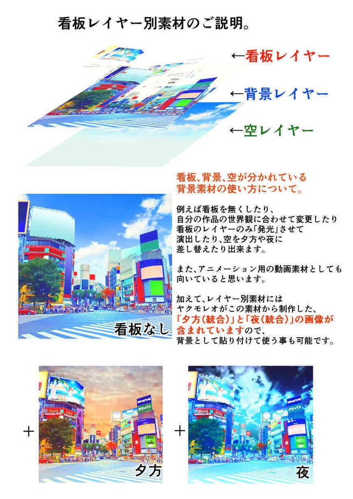 イラスト風&水彩風 背景素材集 都会の風景3(背景セットC)