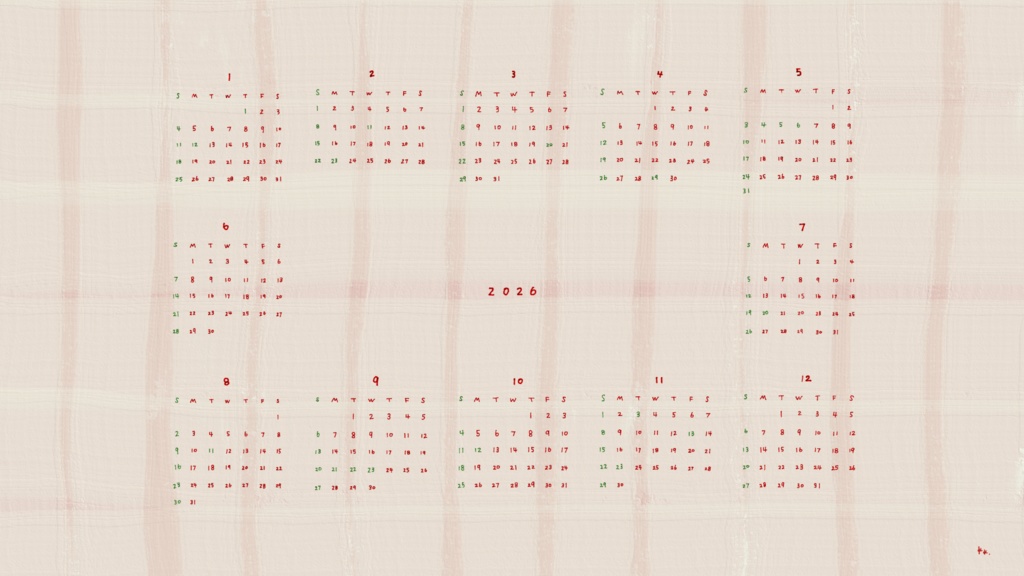 calendar 2026 いちごミルク