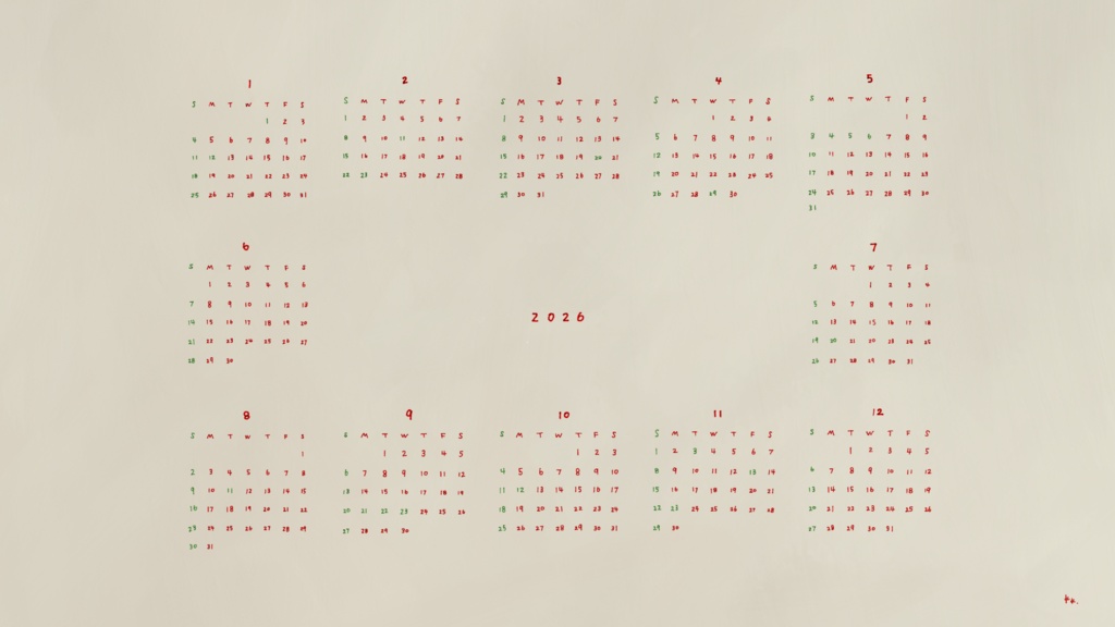 calendar 2026 ミルク