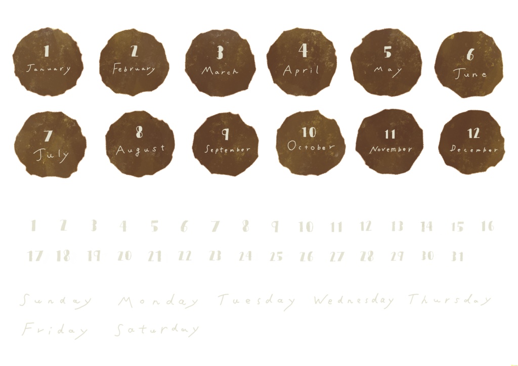 カレンダー素材　ホワイトチョコ