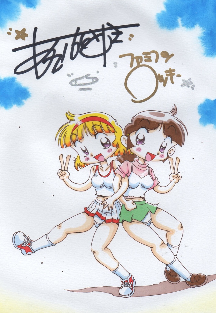 カラーみにイラスト! ファミコンロッキーかおる&舞子ちゃん! A5サイズ