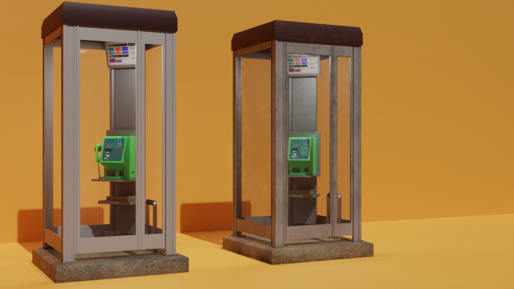 【3Dモデル】自動販売機 公衆電話アセット