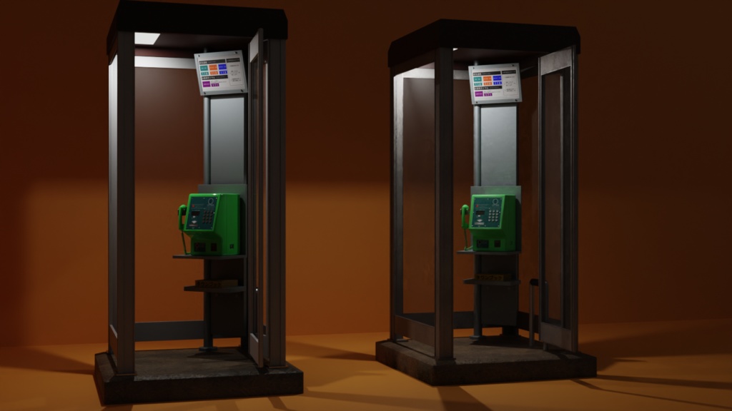 【3Dモデル】自動販売機 公衆電話アセット