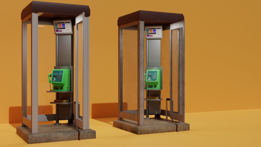 【3Dモデル】自動販売機 公衆電話アセット