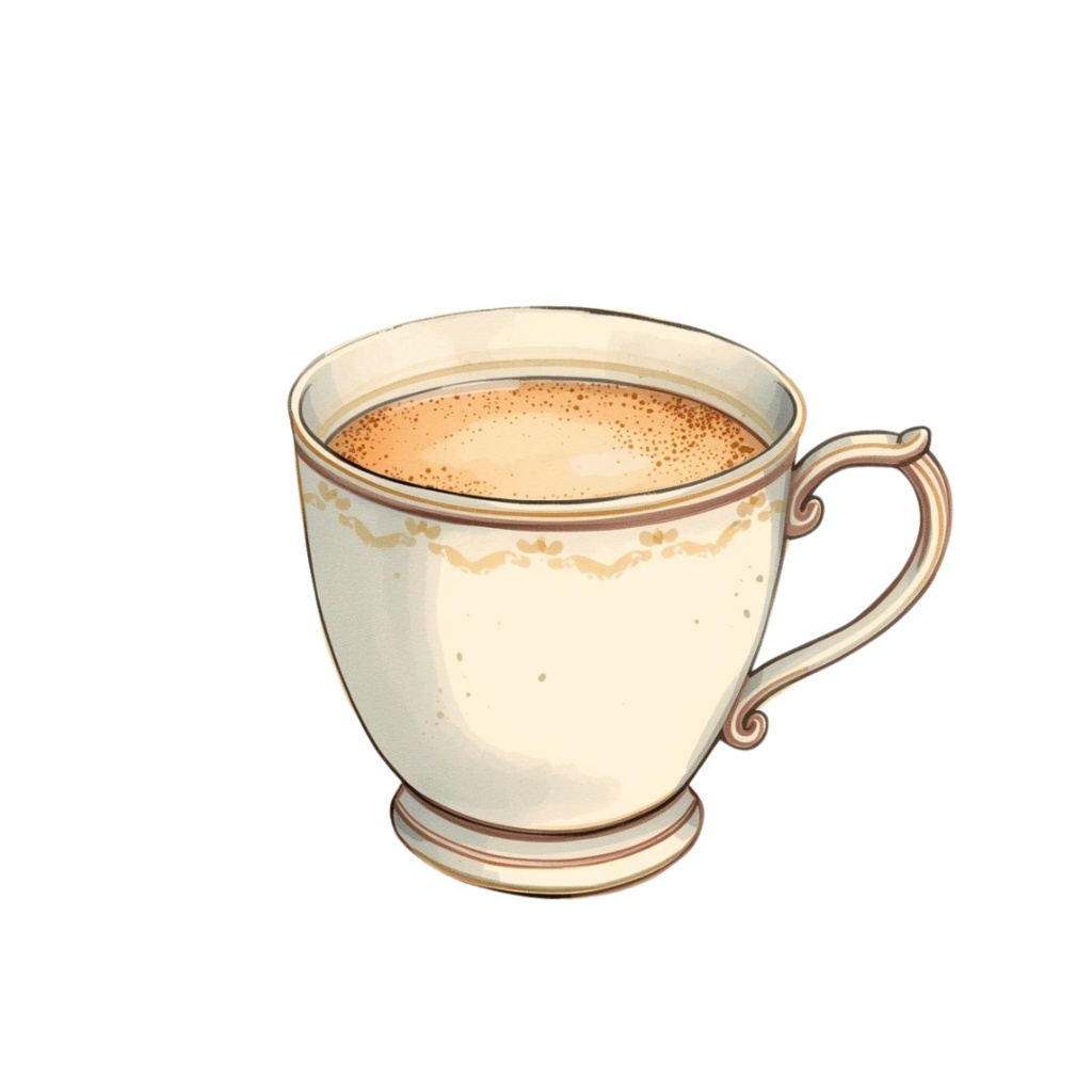 【淡色カフェシリーズ】水彩アンティーク風カフェ×女の子クリップアートセット(全9種)¦PNG背景透過