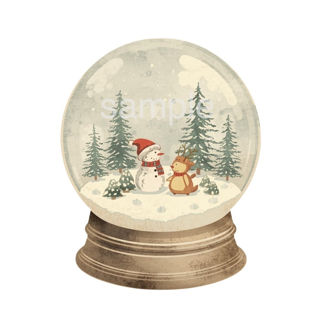 【淡色 クリスマスシリーズ】水彩アンティーク風クリスマス小物クリップアート(全10種)¦PNG背景透過