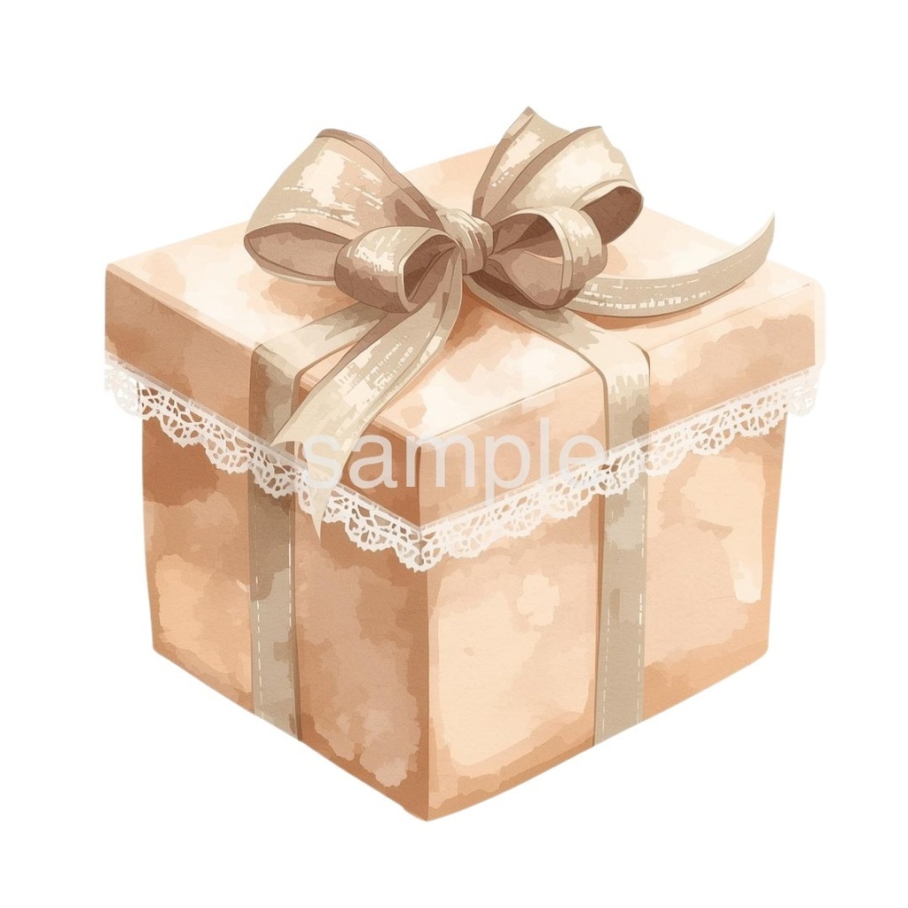 【淡色 クリスマスシリーズ】やさしい水彩のサンタ&トナカイとクリスマスギフトボックス(全9種)¦PNG背景透過