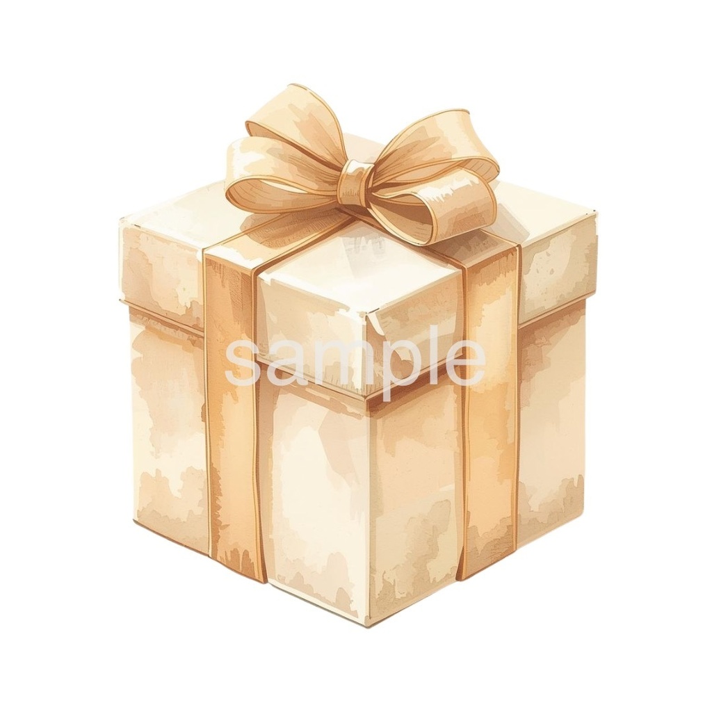 【淡色 クリスマスシリーズ】やさしい水彩のサンタ&トナカイとクリスマスギフトボックス(全9種)¦PNG背景透過