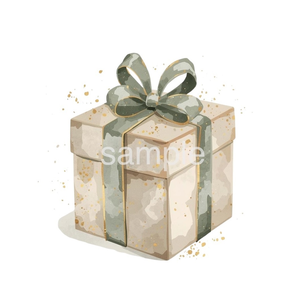 【淡色 クリスマスシリーズ】やさしい水彩のサンタ&トナカイとクリスマスギフトボックス(全9種)¦PNG背景透過