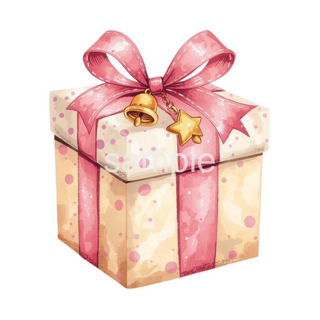 【淡色 クリスマスシリーズ】やさしい水彩のサンタ&トナカイとクリスマスギフトボックス(全9種)¦PNG背景透過