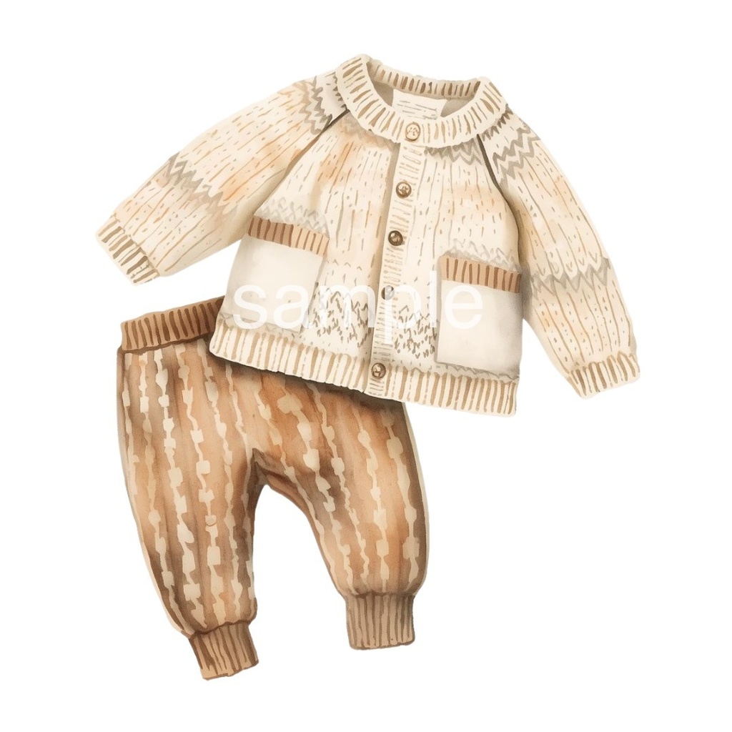 【冬のファッションアイテムシリーズ】ベビー服×テディベア(全11種)¦PNG背景透過