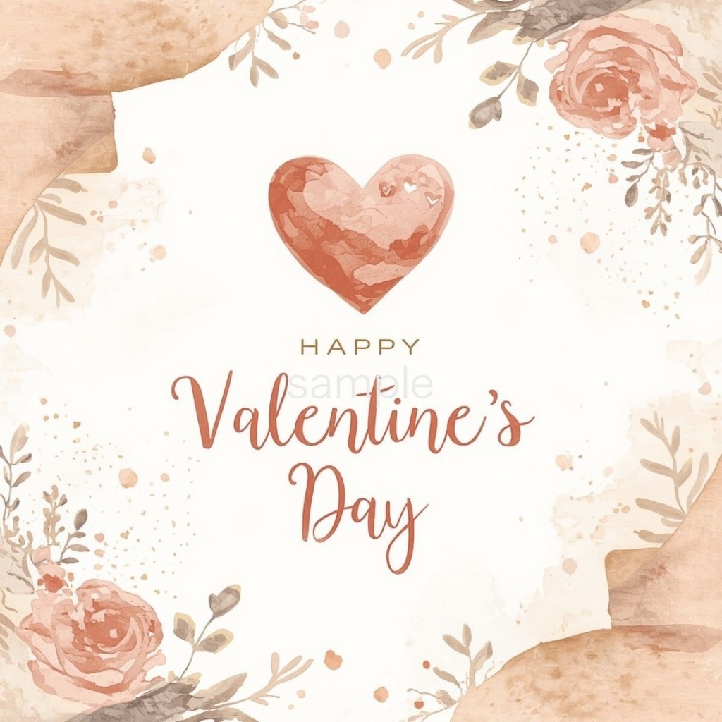 【Valentine Clipart Set】 淡色×水彩 バレンタイン素材20点|PNG背景透過