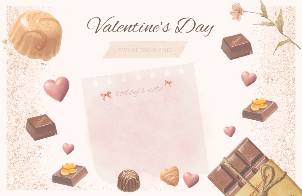 【Valentine Clipart & Template Set】淡色×水彩 バレンタイン素材20点+Canvaテンプレート2種
