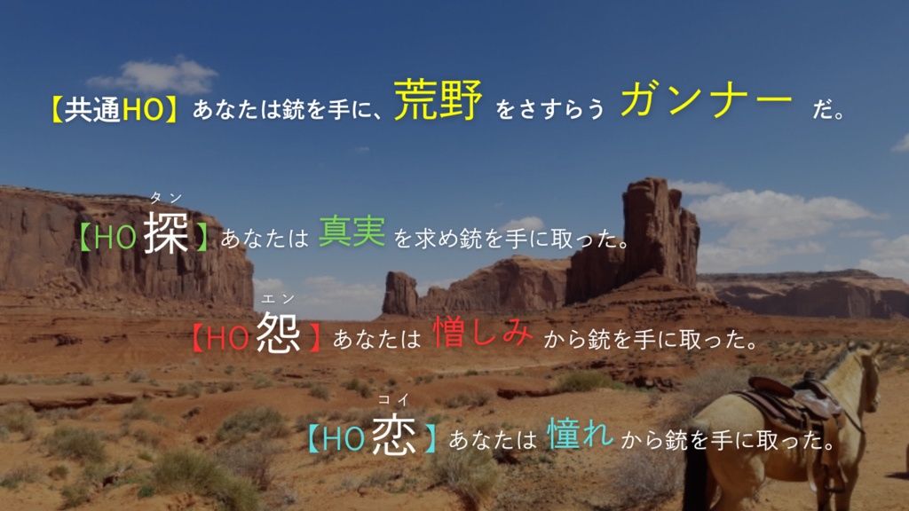 CoC6版シナリオ「砂塵は荒野に舞う」