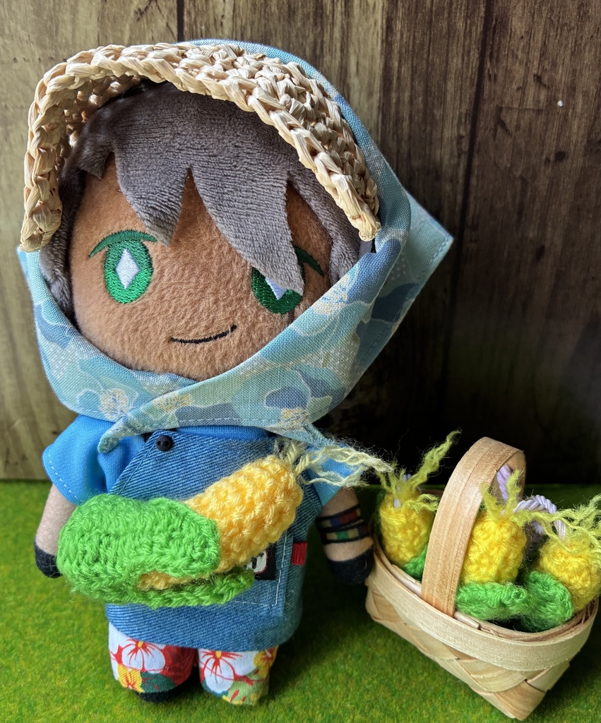 農作業帽子と背負えるとうもろこしセット🌽(15センチぬい用)