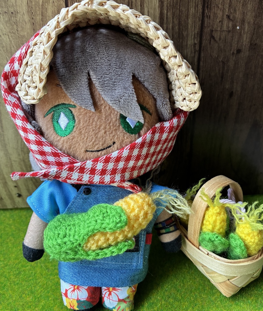 農作業帽子と背負えるとうもろこしセット🌽(15センチぬい用)