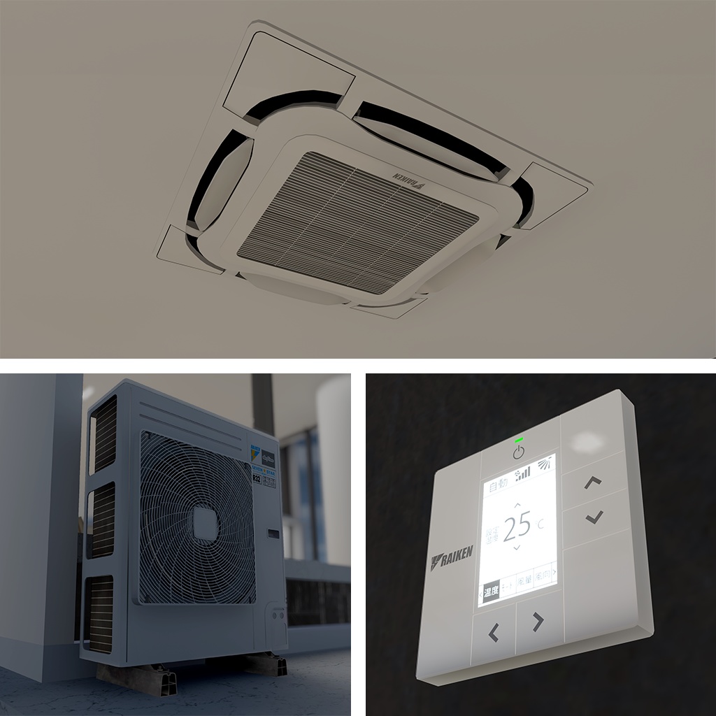 【VRChat向け】業務用エアコン3Dモデルセット