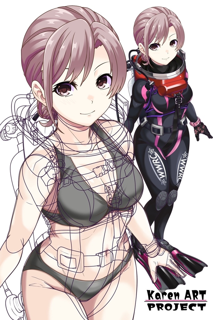 カレンちゃんとスキューバーダイビング(LAMAバブルヘルメット編・見下ろしアングル編)