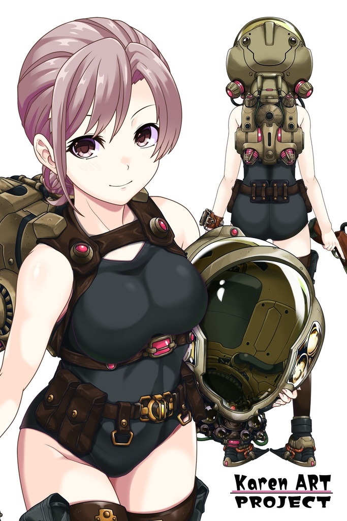 カレンちゃんとスキューバーダイビング(レトロなダイビング装備・見下ろしアングル編)