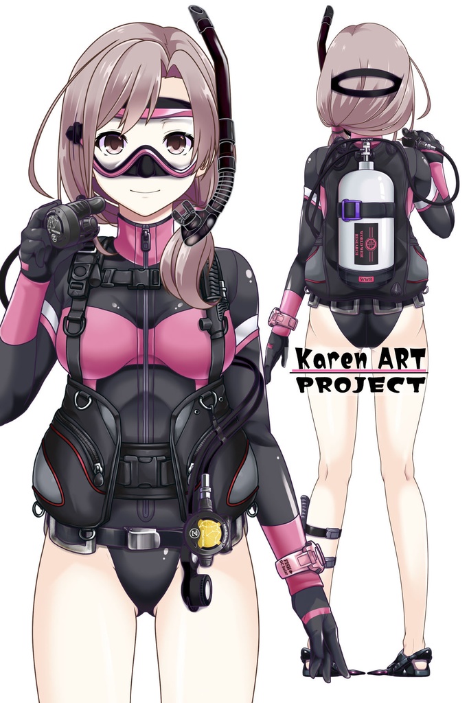 カレンちゃんとスキューバーダイビング(ブラックコーディネーション装備編)