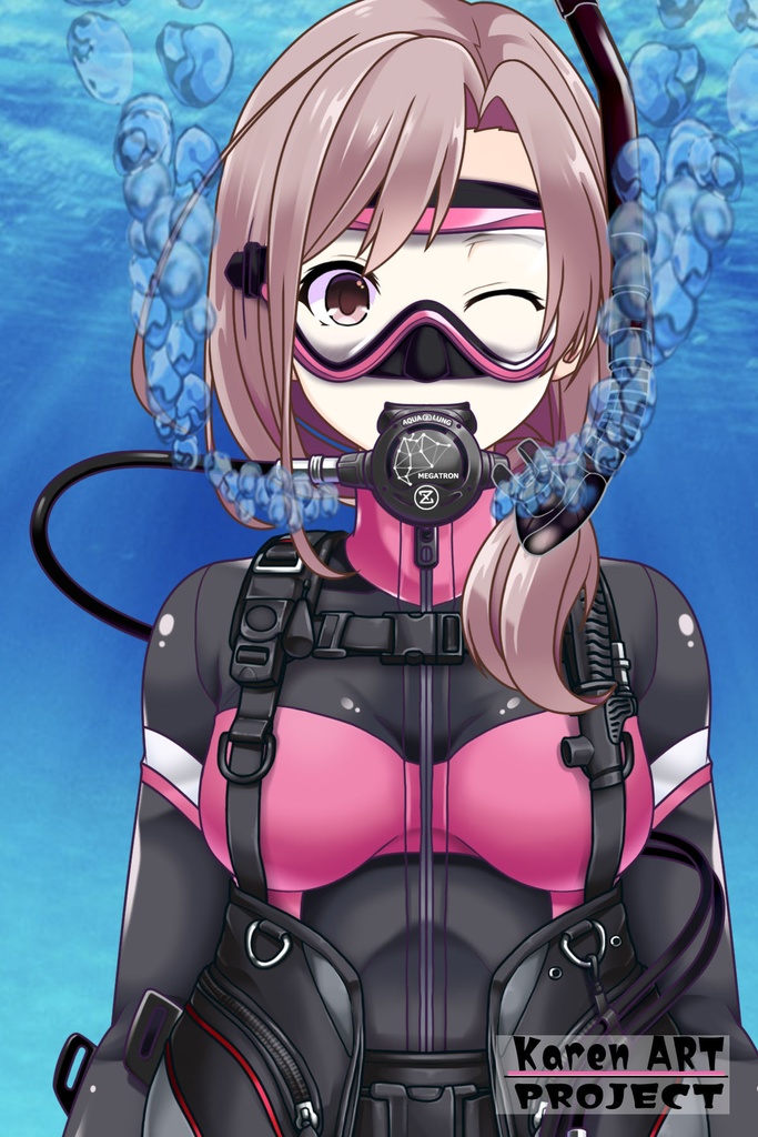 カレンちゃんとスキューバーダイビング(ブラックコーディネーション装備編)