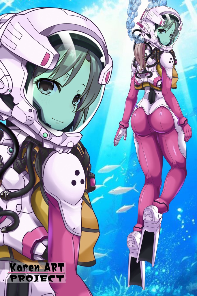 カレンちゃんとスキューバーダイビング(近未来型装備・背面アングル編)