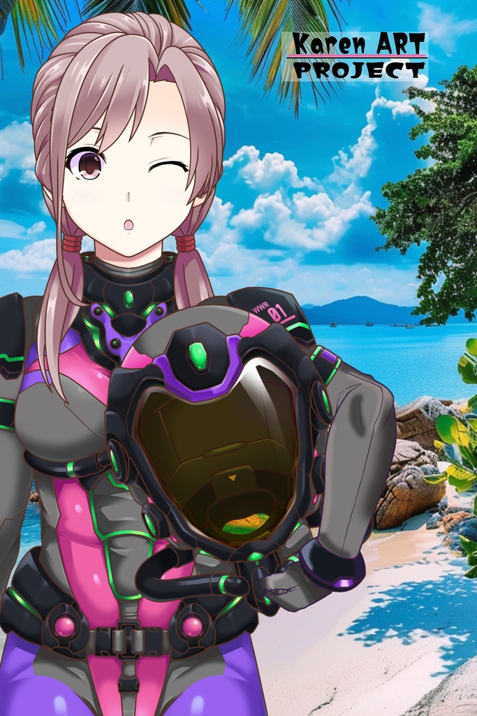 カレンちゃんとスキューバーダイビング(近未来ヘルメット型潜水装備編)