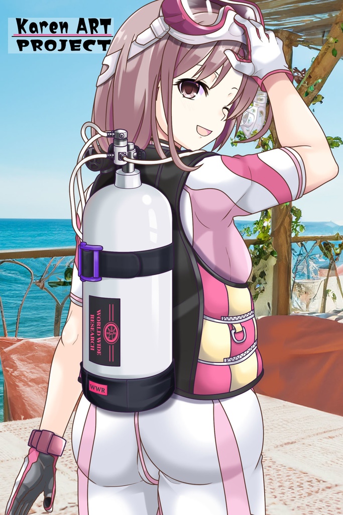 カレンちゃんとスキューバーダイビング(カジュアルタイプ 背面アングル編)