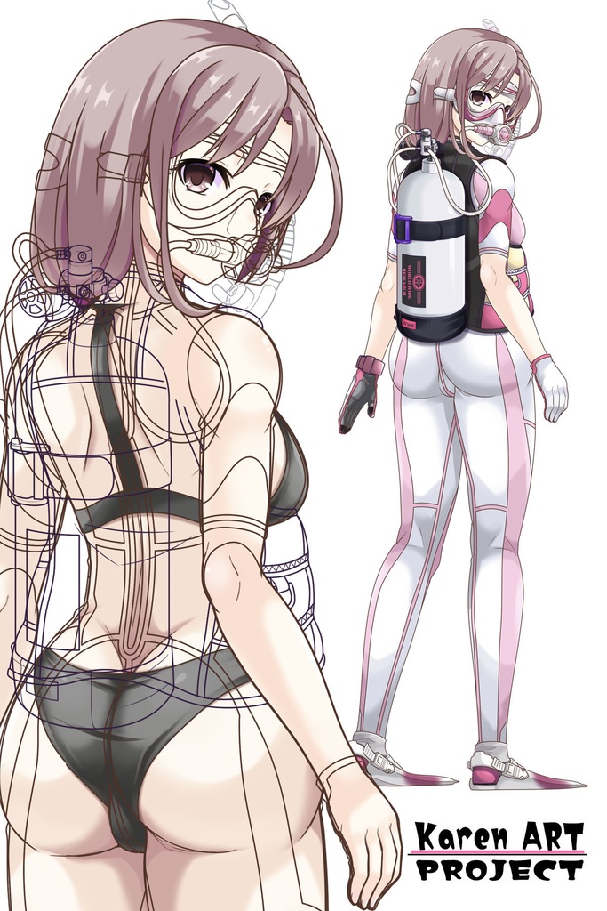 カレンちゃんとスキューバーダイビング(カジュアルタイプ 背面アングル編)