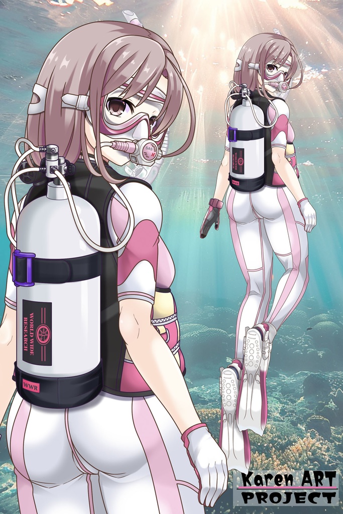 カレンちゃんとスキューバーダイビング(カジュアルタイプ 背面アングル編)