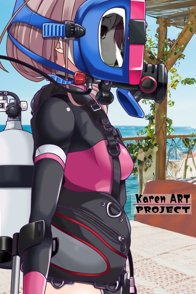 カレンちゃんとスキューバーダイビング(Divewaysフルフェイスマスク型装備編)