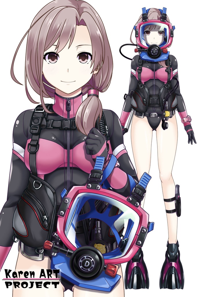 カレンちゃんとスキューバーダイビング(Divewaysフルフェイスマスク型装備編)